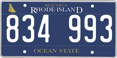 RI license plate 834993