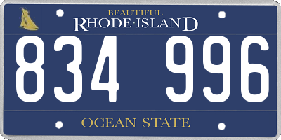 RI license plate 834996