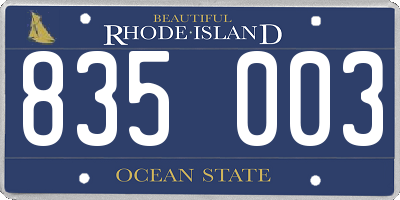 RI license plate 835003