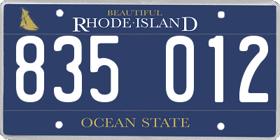 RI license plate 835012