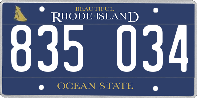 RI license plate 835034