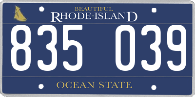 RI license plate 835039