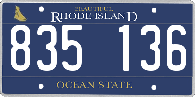 RI license plate 835136