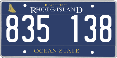 RI license plate 835138