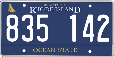 RI license plate 835142