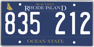 RI license plate 835212
