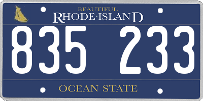 RI license plate 835233