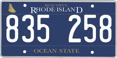 RI license plate 835258