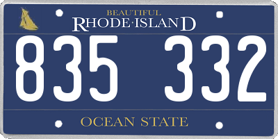 RI license plate 835332
