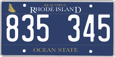 RI license plate 835345