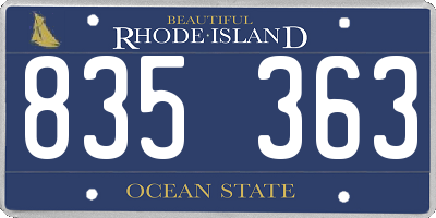 RI license plate 835363