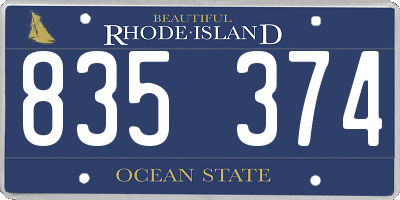 RI license plate 835374