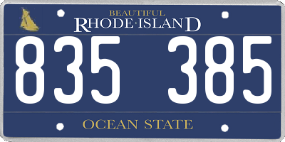 RI license plate 835385