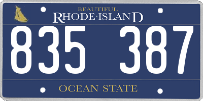 RI license plate 835387