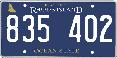 RI license plate 835402