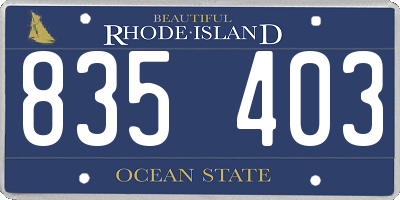 RI license plate 835403
