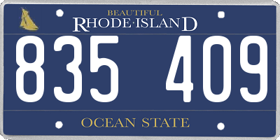 RI license plate 835409