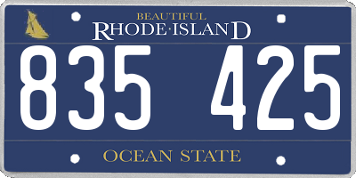 RI license plate 835425