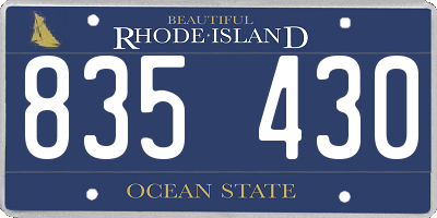RI license plate 835430