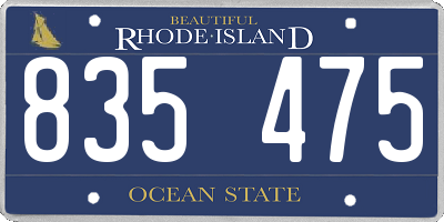 RI license plate 835475