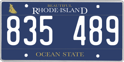 RI license plate 835489