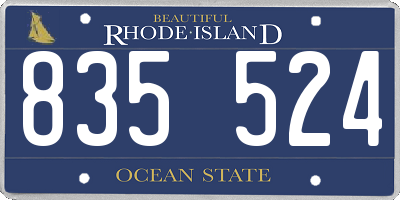 RI license plate 835524