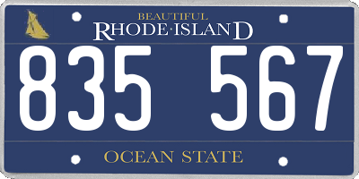 RI license plate 835567