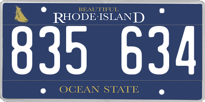 RI license plate 835634