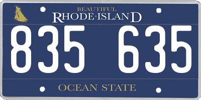 RI license plate 835635