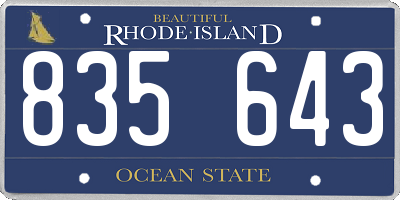 RI license plate 835643