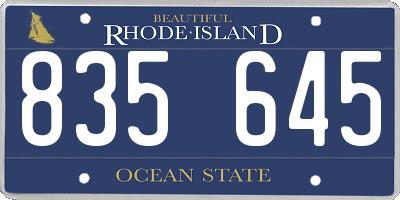 RI license plate 835645