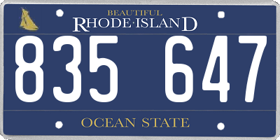 RI license plate 835647