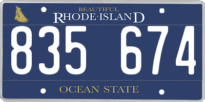RI license plate 835674
