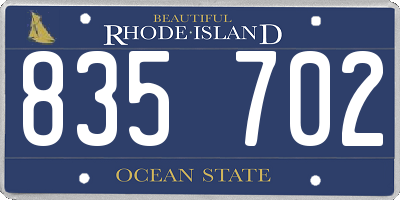 RI license plate 835702