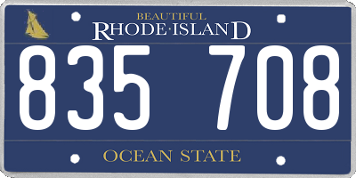 RI license plate 835708
