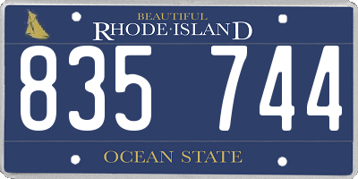 RI license plate 835744