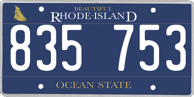 RI license plate 835753
