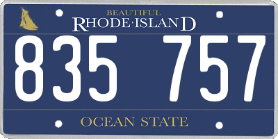 RI license plate 835757