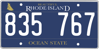 RI license plate 835767