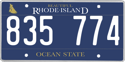 RI license plate 835774