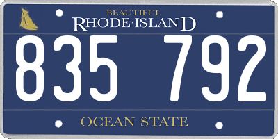 RI license plate 835792