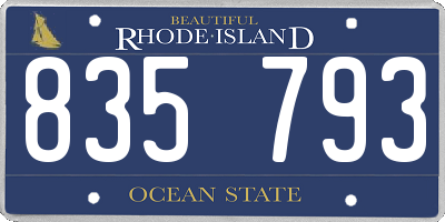 RI license plate 835793