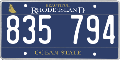 RI license plate 835794