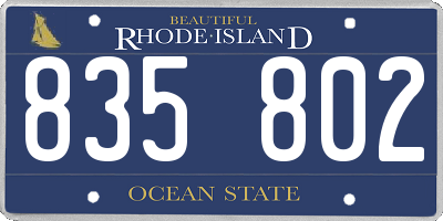 RI license plate 835802