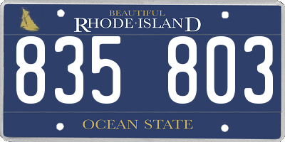 RI license plate 835803