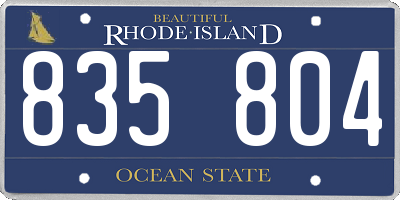RI license plate 835804