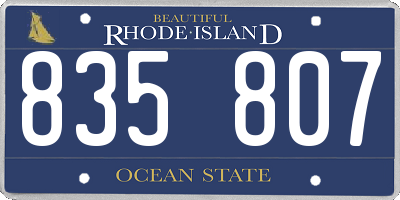 RI license plate 835807