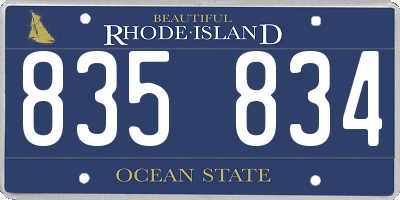 RI license plate 835834