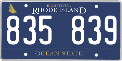 RI license plate 835839