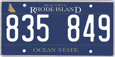 RI license plate 835849